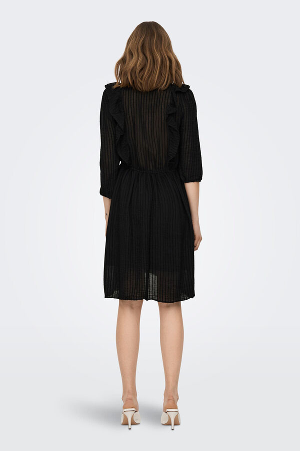 Only Vestido curto folhos preto