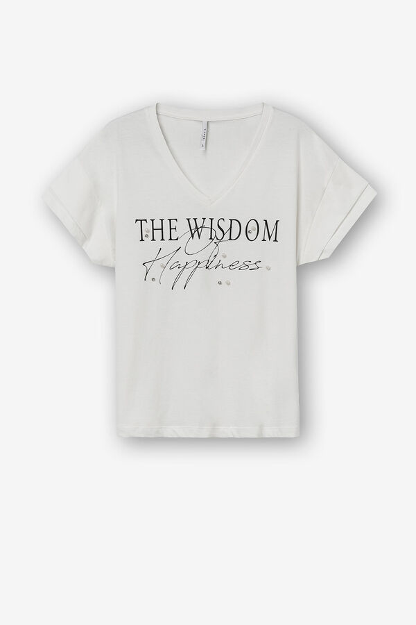 Tiffosi T-shirt com Texto Frontal e Apliques branco
