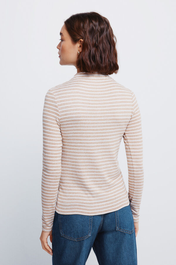 Springfield Camiseta cuello perkins tacto suave tostado