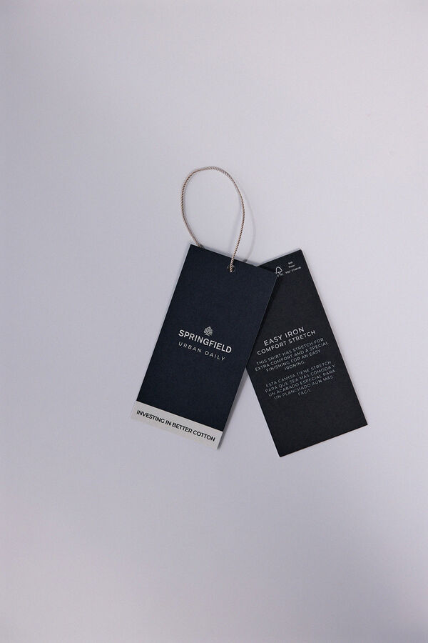 Springfield Camisa vestir tejido elástico azul