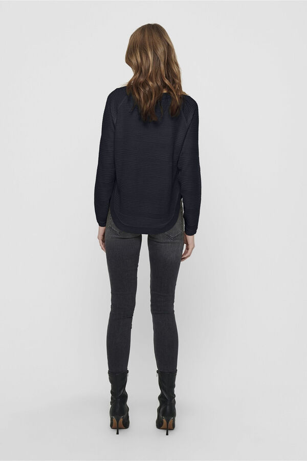 Only Jersey de manga larga y cuello redondo azul