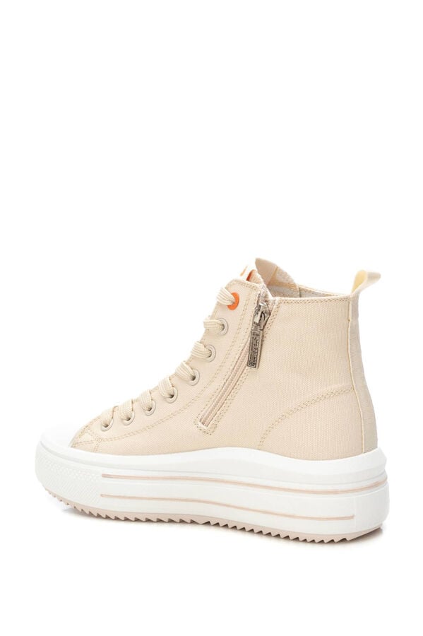 Refresh Bota Feminina Em Lona Bege  bege