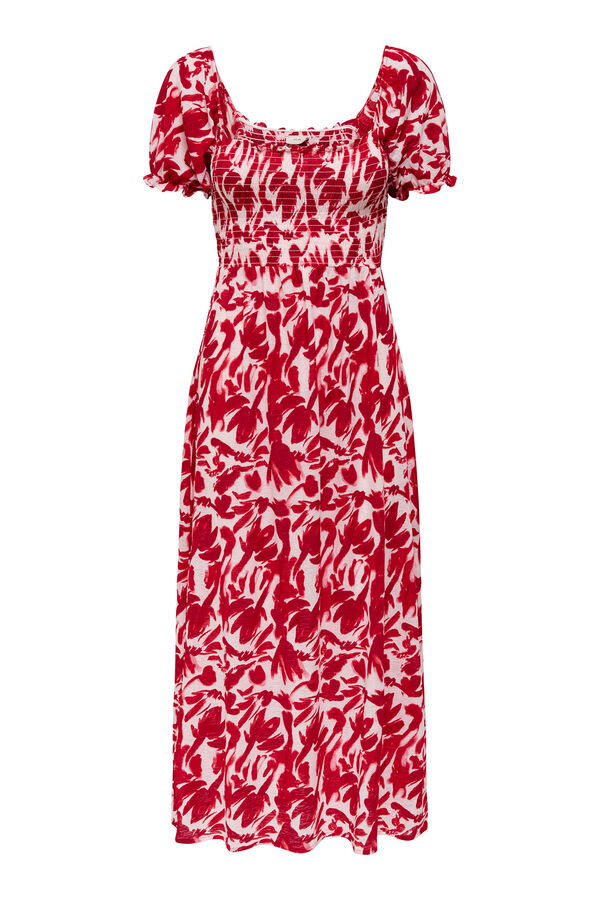 JDY Vestido largo nido de abeja blanco