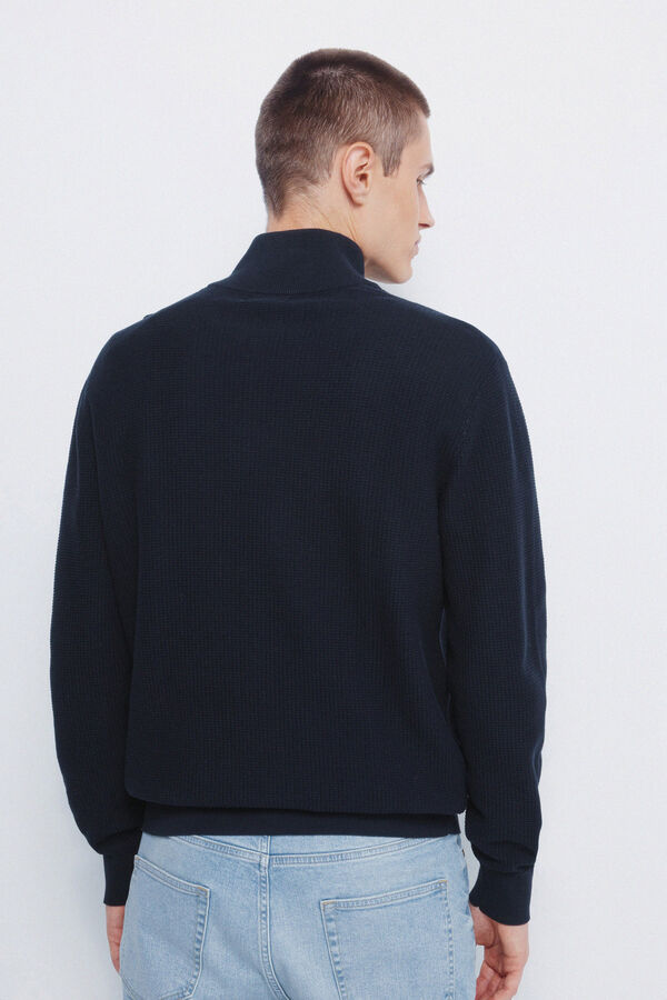 Springfield Camisola com fecho-&eacute;clair liso azul