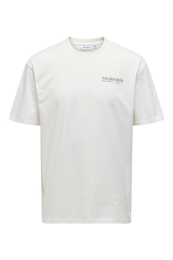 Only & Sons Herren-T-Shirt mit entspannter Passform. 100 % Bio-Baumwolle. branco