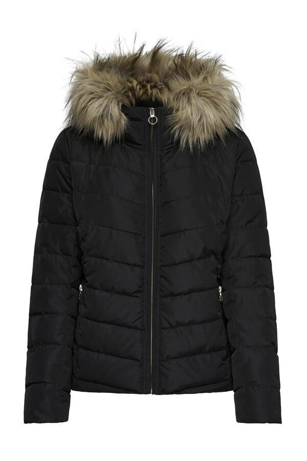 Only Casaco de pele com capuz preto