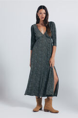 Springfield Vestido midi estampado florecitas kaki