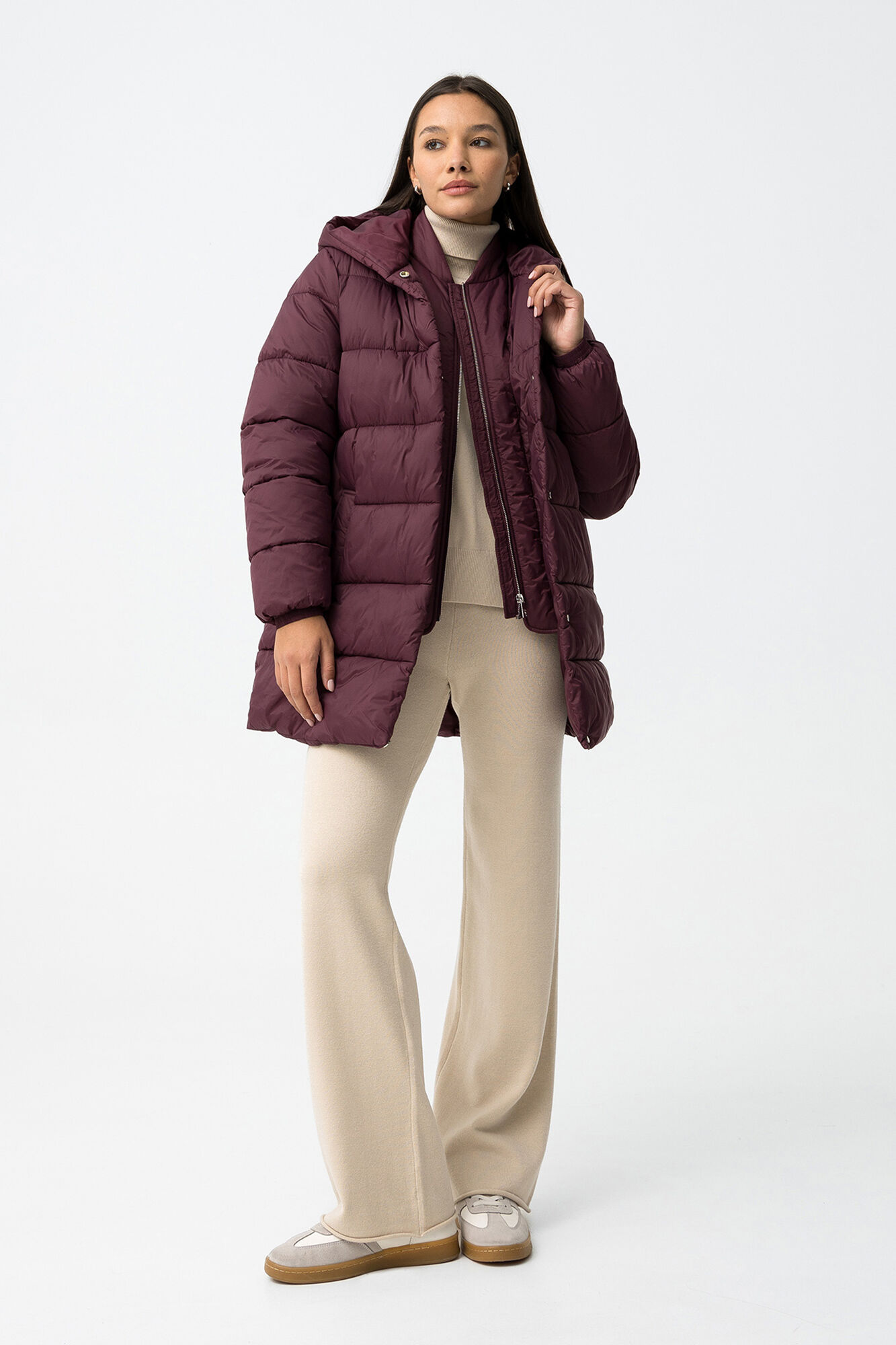 Tiffosi Abrigo Largo de Nailon Acolchado