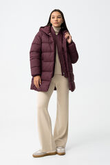 Tiffosi Abrigo Largo de Nailon Acolchado burdeos