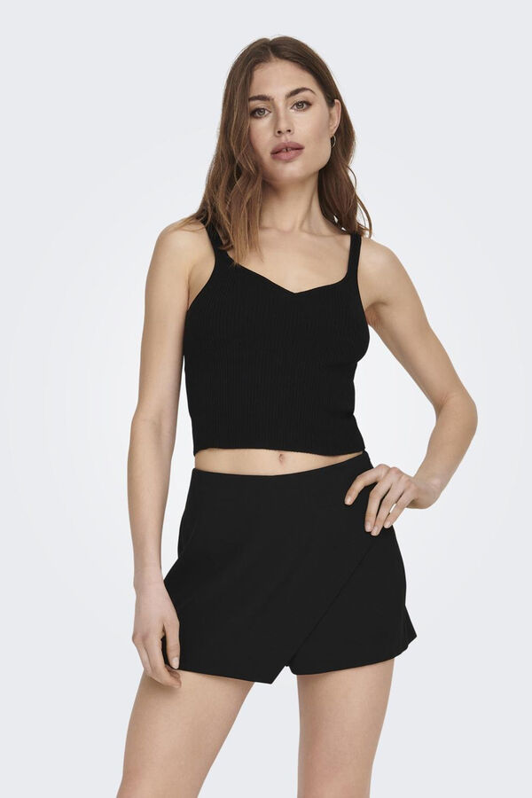 Only Top corto sin mangas negro