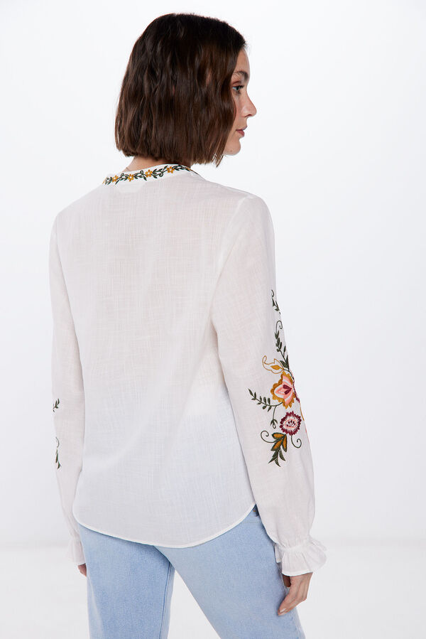 Springfield Blusa Bordados Flores beige