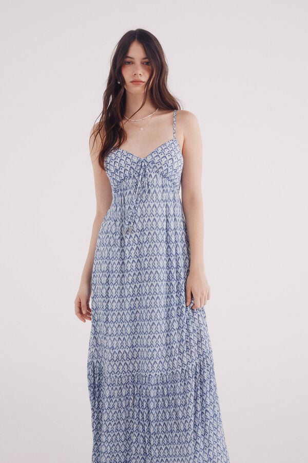 Springfield Vestido midi estampado geométrico turquesa