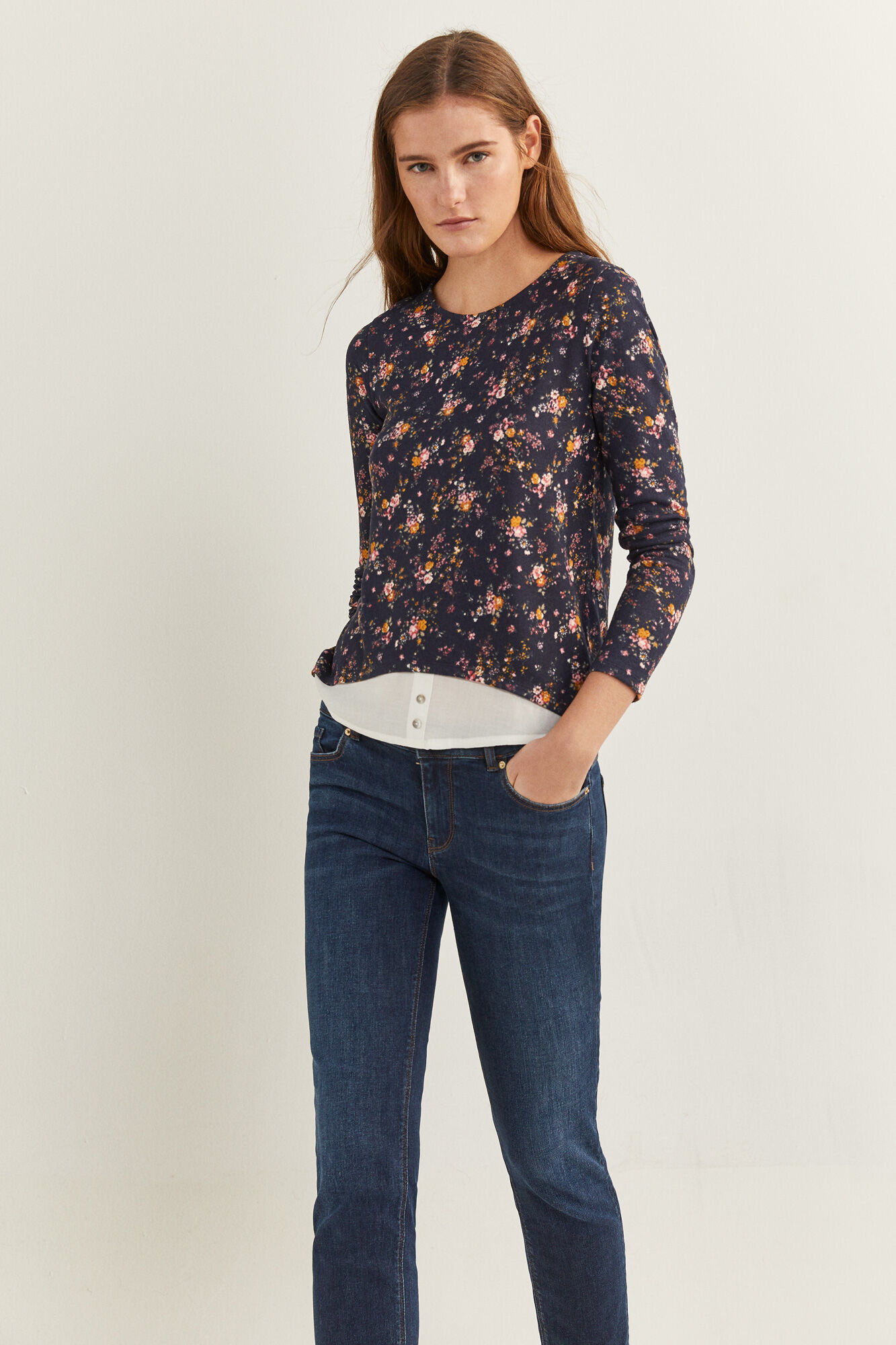 Springfield Camiseta Bimateria Estampada