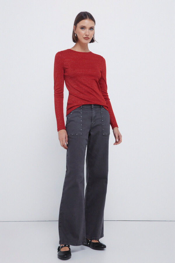 Springfield Camiseta lurex escote espalda rojo