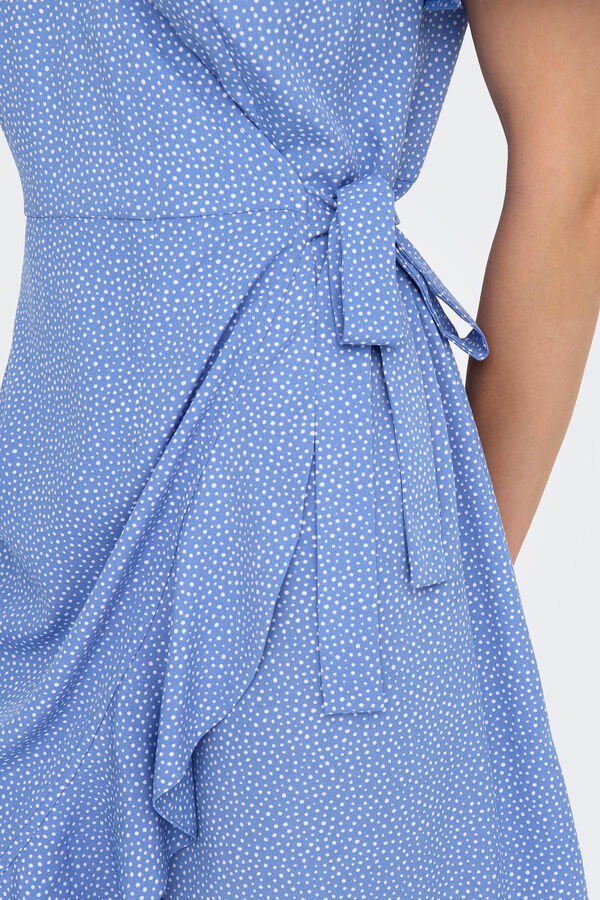 Only Vestido curto cruzado azul