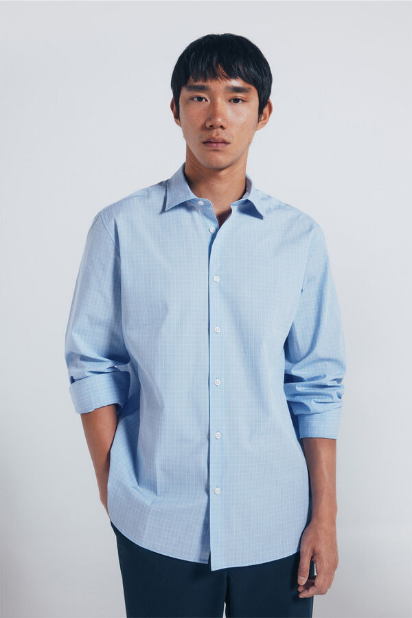 Springfield Camisa popelina xadrez azul