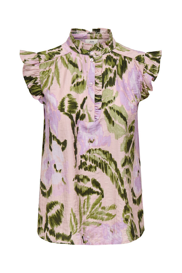 JDY Blusa sem mangas folhos rosa