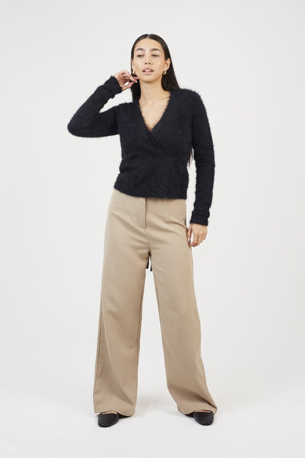 Brave Soul C&aacute;rdigan fluffy cruzado negro