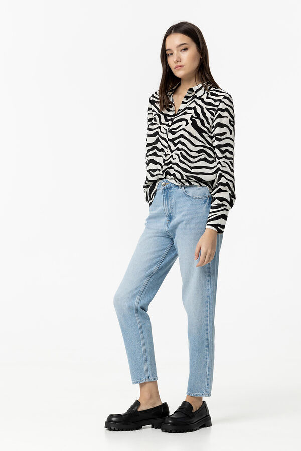 Tiffosi Jeans Mom Tapered Fit com Rasg&otilde;es azul