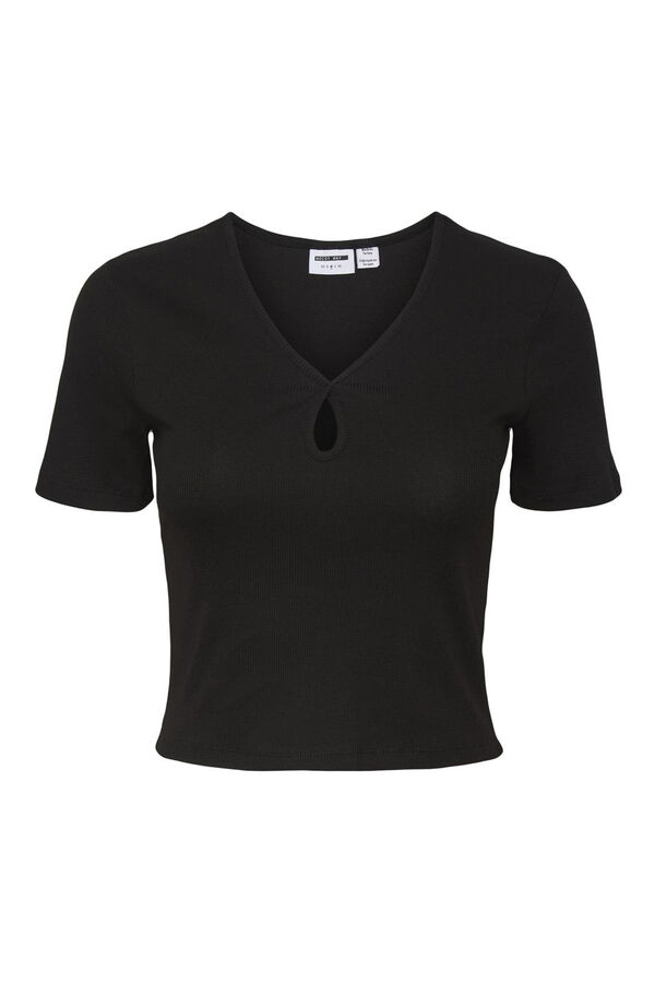 Noisy May T-shirt decote gota preto