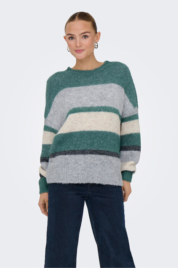 JDY Camisola de gola redonda cinzento