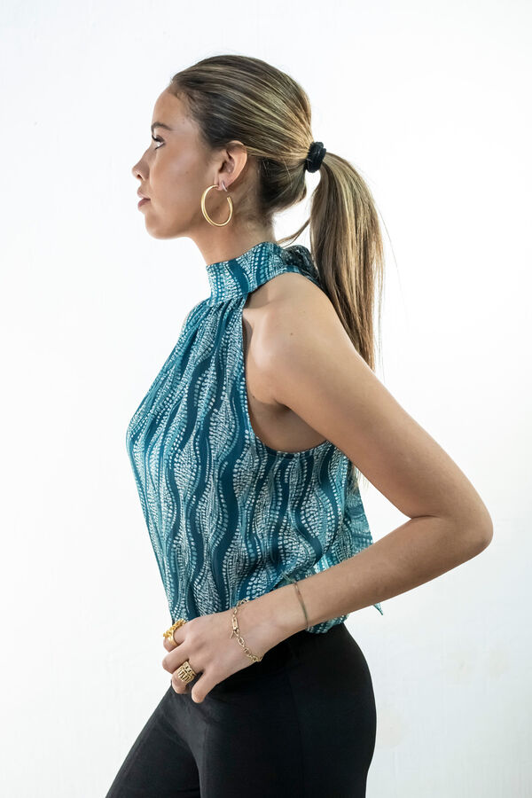 Cul Sac Camisa cuello halter estampado