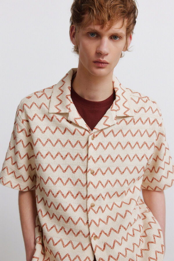 Springfield Camisa bowling punto estampado blanco