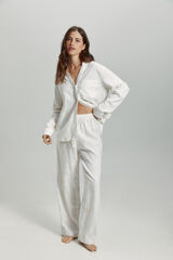 Only Camisa manga comprida de linho  branco