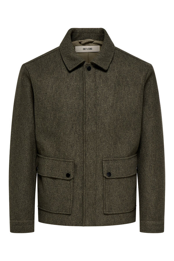 Only & Sons Sobretudo curto de pano cinzento