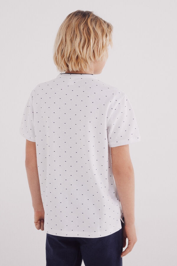 Springfield Kids Polo de menino com gola mao estampado branco