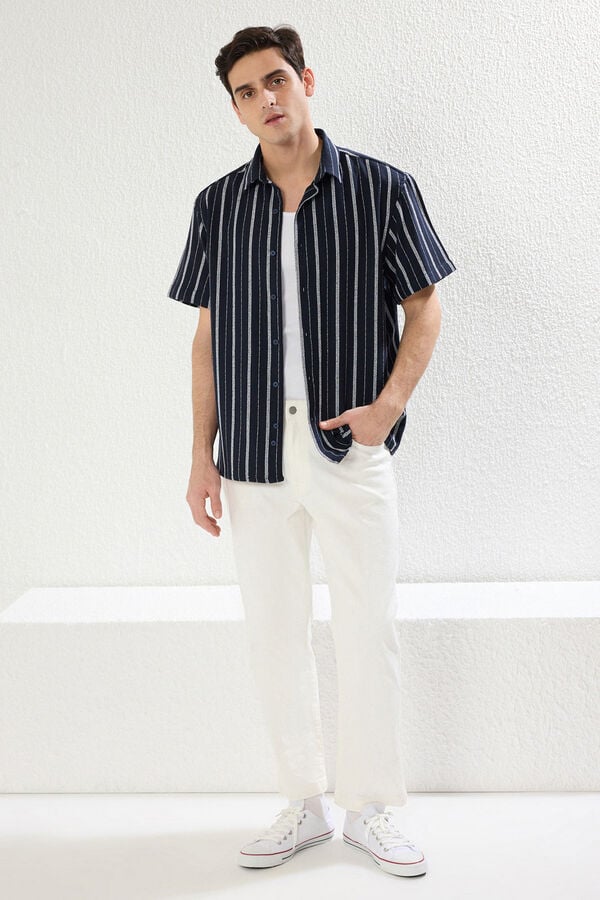 Trendyol Camisa oversize de manga curta azul