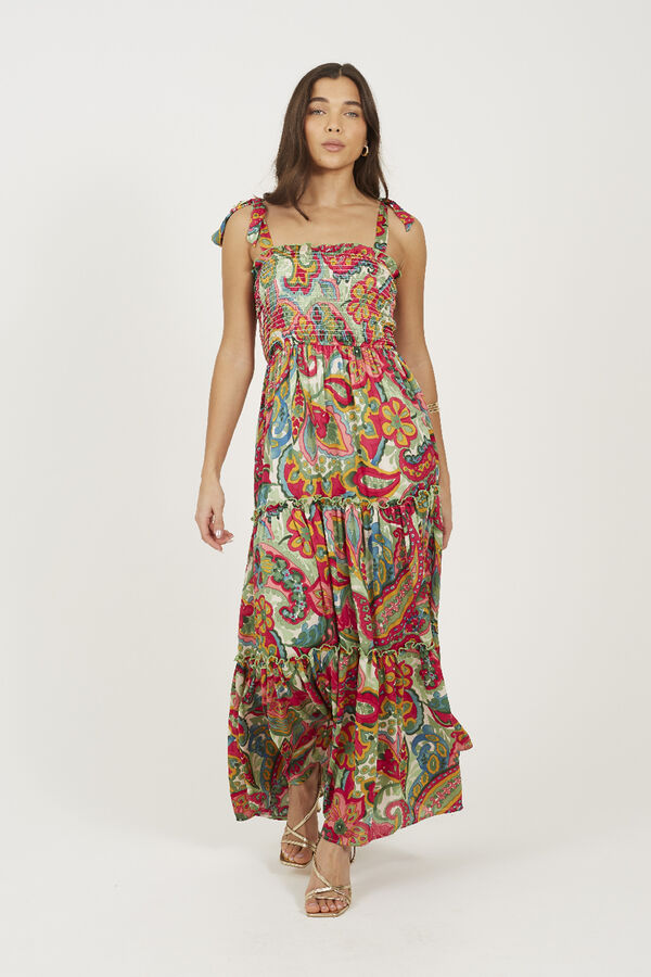 Brave Soul Vestido largo con fruncido en el pecho blanco