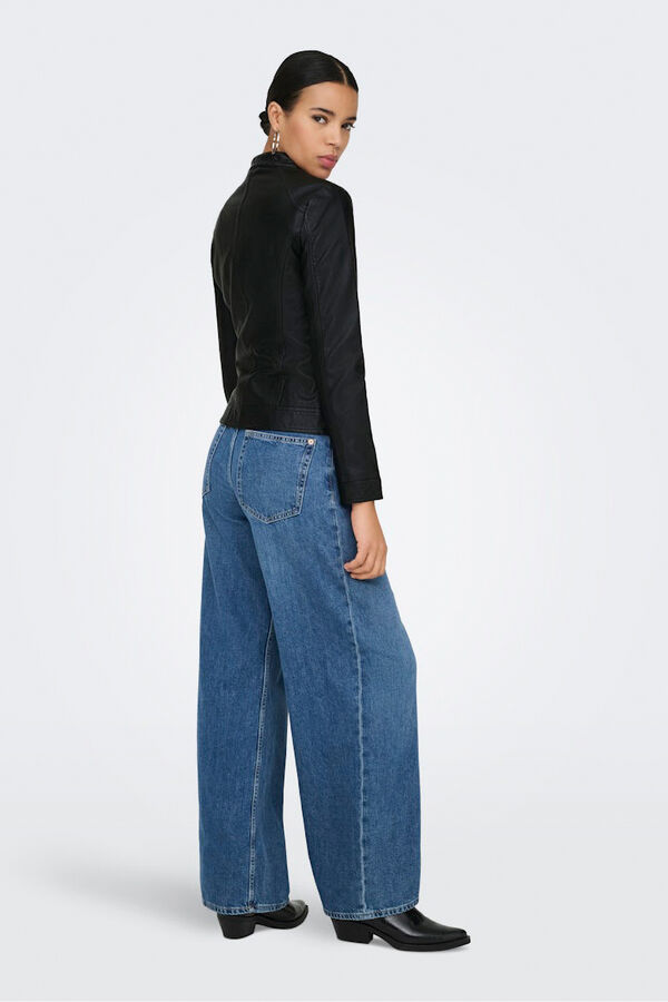 Only Chaqueta biker piel vegana negro