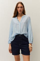 Systemaction Camisa bordada gola mao azul