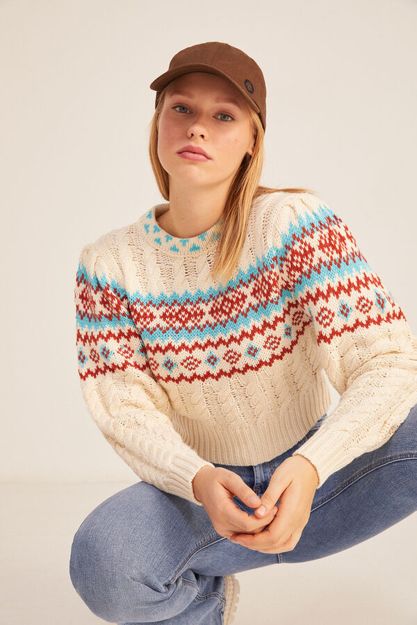 Springfield Jersey Cable Knit Jacquard beige medio