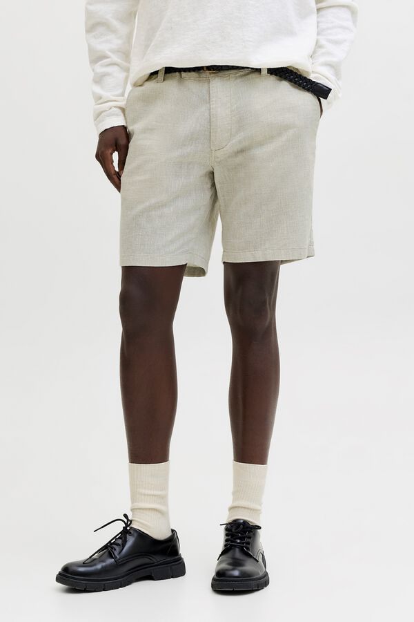 Jack & Jones Bermuda chino regular fit em linho cru