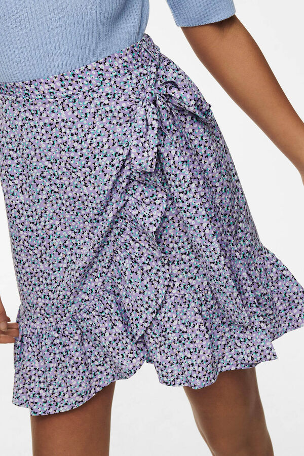 Only Saia curta folho rosa