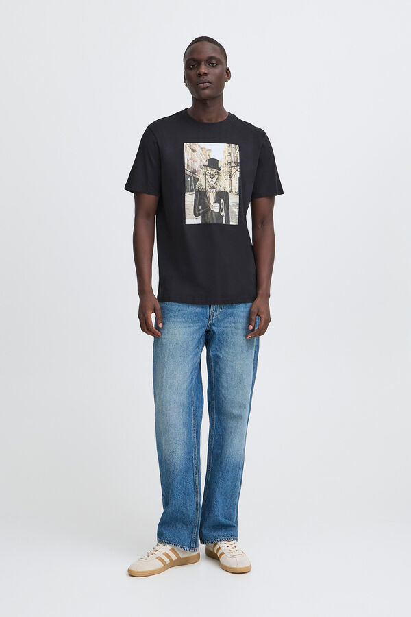 Blend T-shirt Manga Curta Print  preto