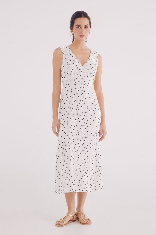 Springfield Vestido midi de bolinhas branco