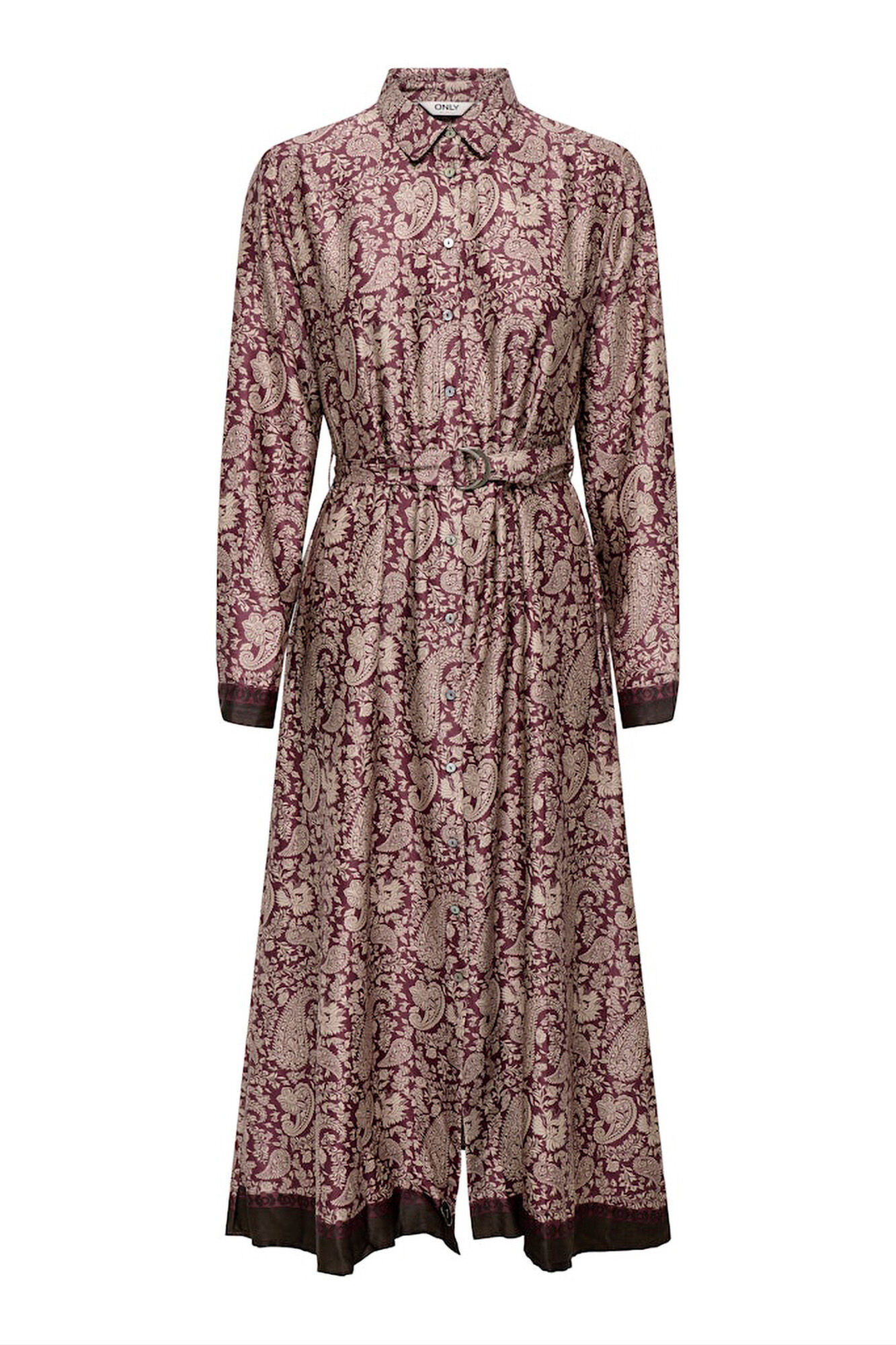 Only Vestido largo camisero satinado