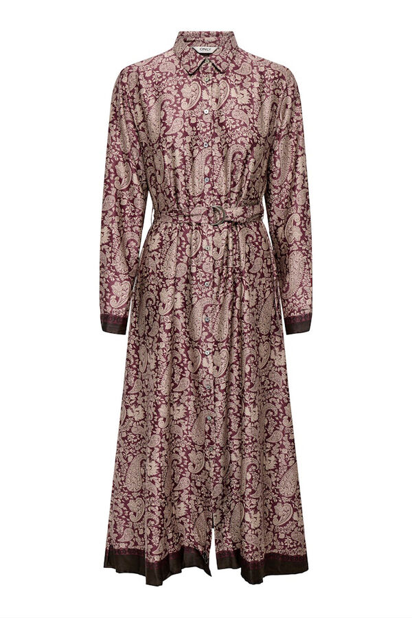 Only Vestido largo camisero satinado estampado