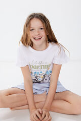 Springfield Kids Camiseta flores bici niña blanco
