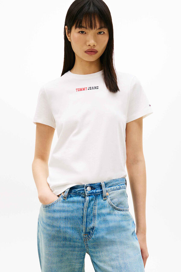 Tommy Jeans T-shirt regular manga curta bege