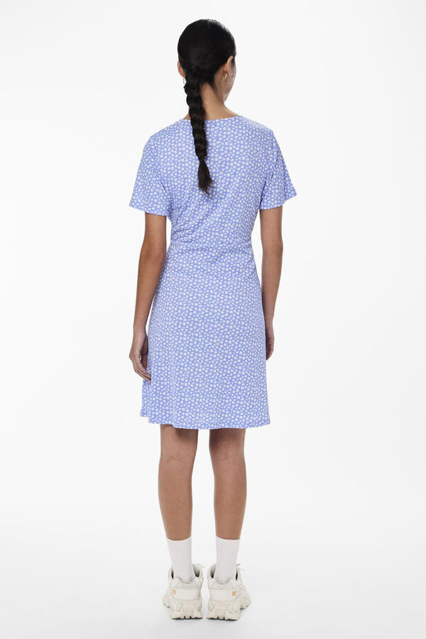Pieces Vestido curto de manga curta azul