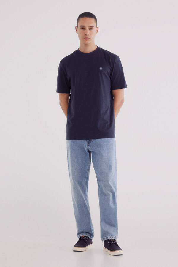 Springfield Camiseta básica com gola redonda azul