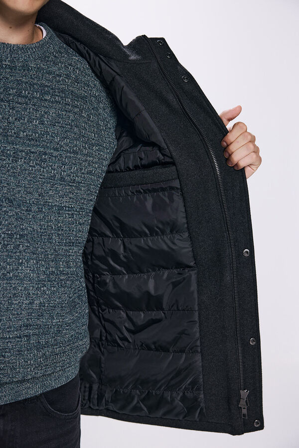 Springfield Parka de efeito l&atilde; capuz cinzento