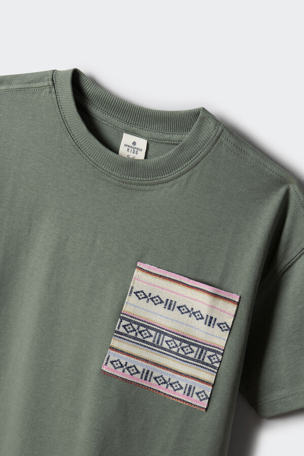 Springfield Kids Camiseta bolsillo contraste ni&ntilde;o verde