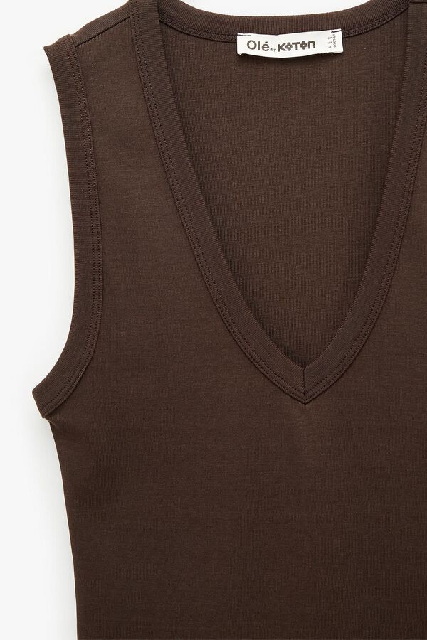 Koton Blusa gola em bico cintada cru