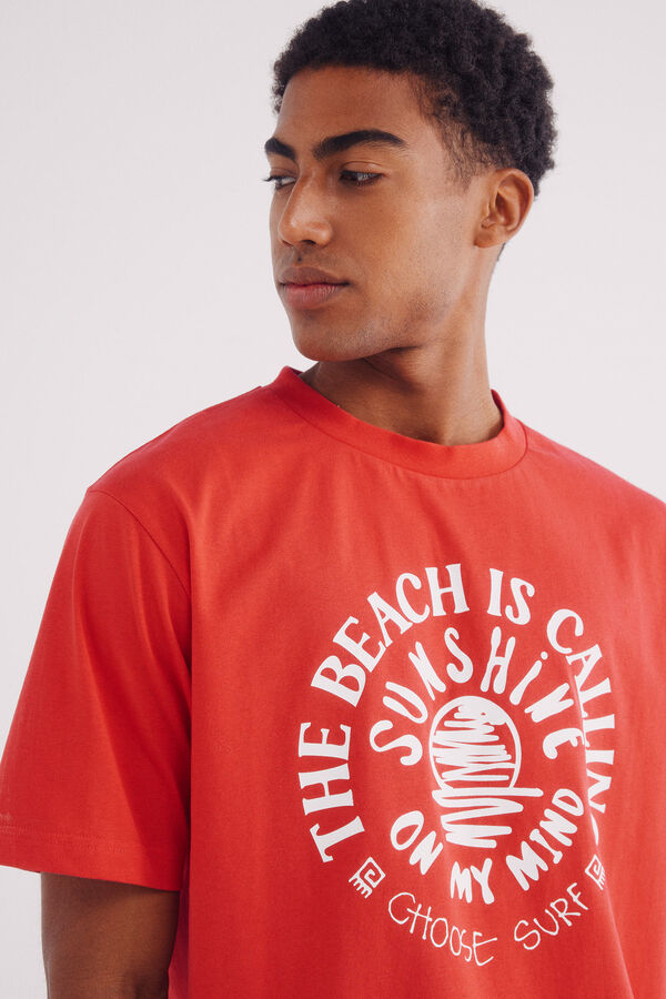 Springfield Camiseta Beach Calling vermelho