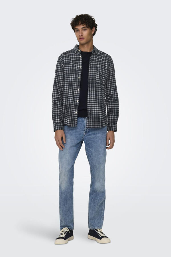 Only & Sons Camisa estampado quadrados azul